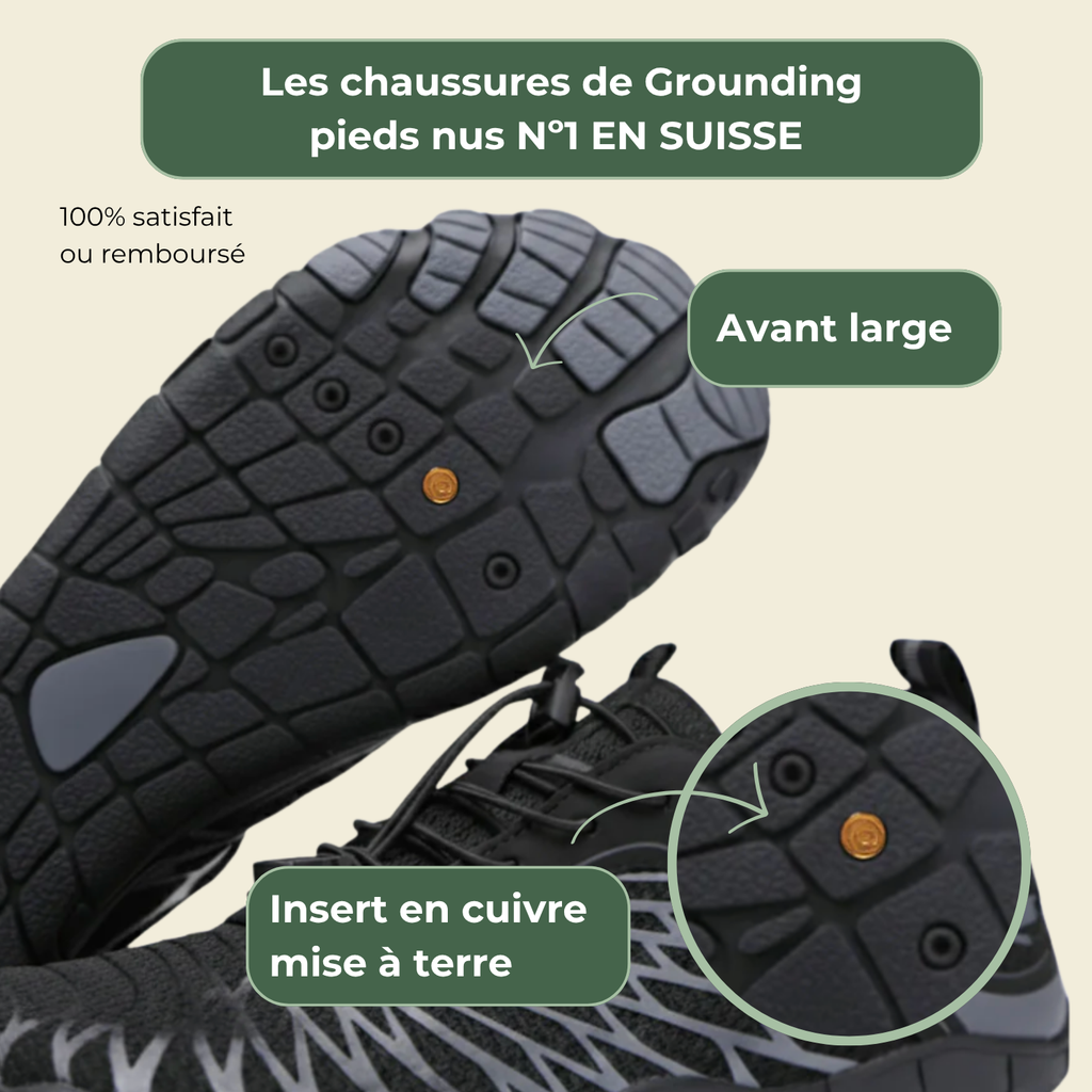 Terraia grounding - Chaussure pieds nus avec cuivre de mise à terre (unisex)